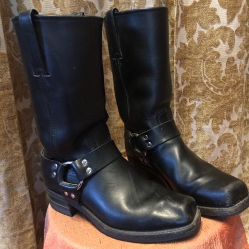 Frye Leather Moto Boot Black biker Mens 9 1/2